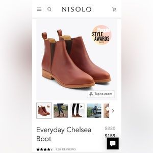 Nisolo Chealsea Boot W9.5, Brandy